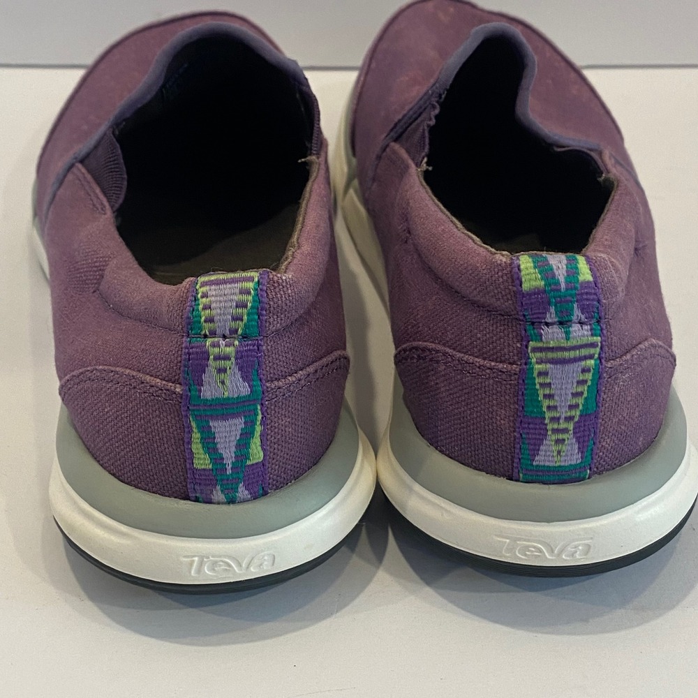 Teva Slip On Sneakers Womens 7 Purple Good Canvas Low Top 1007766 - Picture 4 of 7